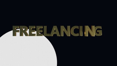 Golden 3D Text Reveal of Freelancing Word