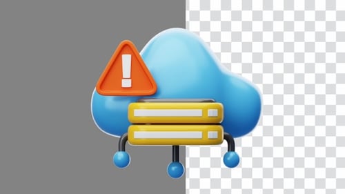 3D Animated Cloud Computing Error Warning Icon
