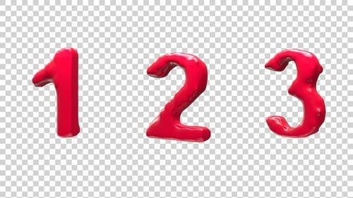 Animated Red Liquid Numbers 0-9 for Playful Counting