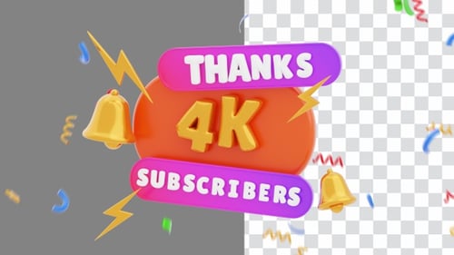 3D Animation of Thanks Subscibers 4k | Alpha Channel