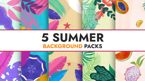 Animated Flat Design Tropical Summer Backgrounds Collection