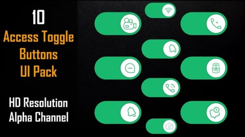 Pacote de interface do usuário Access Toggle Buttons — 10 botões animados de ligar/desligar para aplicativos e interfaces