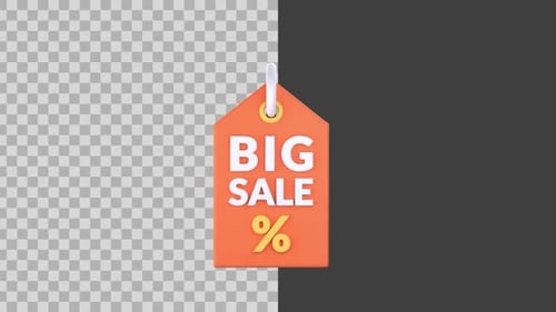 3D Animated Price Tag with Big Sale Reveal