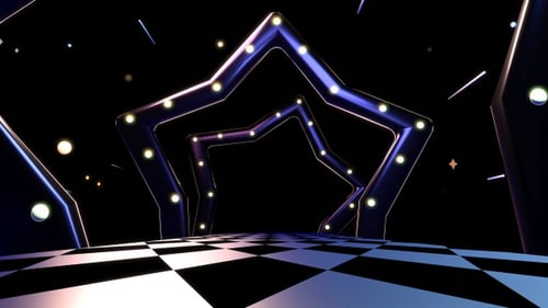 Glowing Neon Stars Tunnel Loop Background