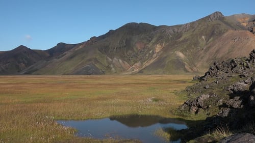 Iceland. Beautiful landscapes. Unforgettable travel. Nordic nature with moutains. Dramatic sky.