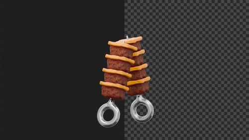4K Stylized Meat Skewer Kebab 3D Food Video Animation