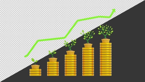 3D Business Investment Growth | Alpha Channel