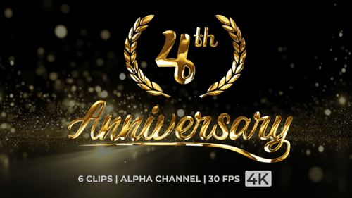 4th Anniversary Elegant Gold and Color Text Reveal