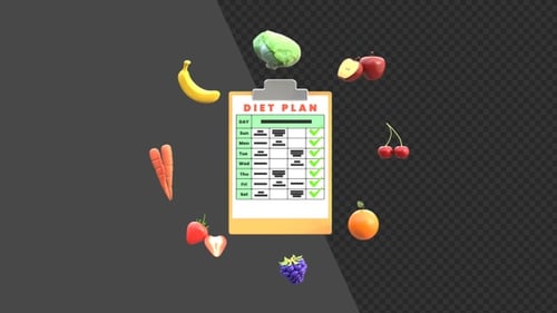 3D Animation of Diet Plan Schedule | Alpha Channel