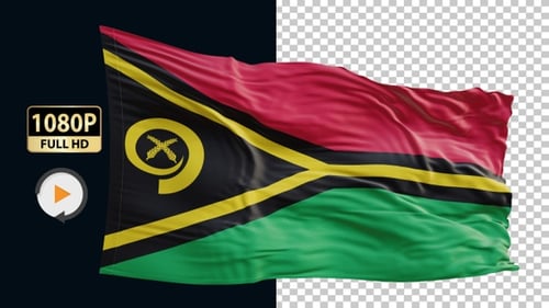 Realistic Waving Flag of Vanuatu Alpha Channel Animation