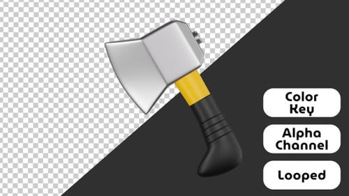 3D Animated Icon of Axe | Color Key | Alpha Channel