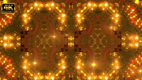 Golden Shimmering Kaleidoscope Pattern Loop Background