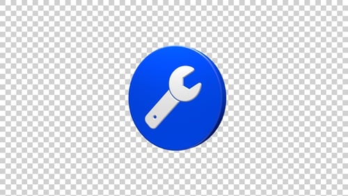 3D Animated Wrench Service Tool Icon Rotating
