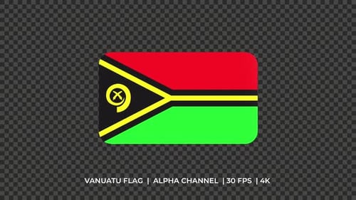 Vanuatu Flag Rotating 3D Icon with Alpha Channel