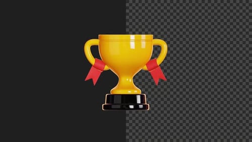 Spinning Golden Award Trophy 3D Loop Animation