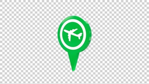 3D Animated Map Pin with Airplane Icon