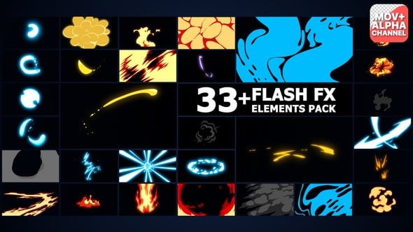 2D Cartoon Flash FX Animation Elements Pack, Overlays Motion Graphics ...