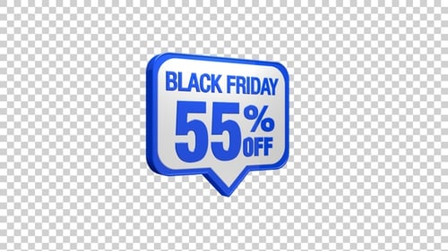 Black Friday 55% Off Sale Tag 3D Animation