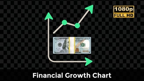 Animated Business Financial Growth Graph with Money Stack