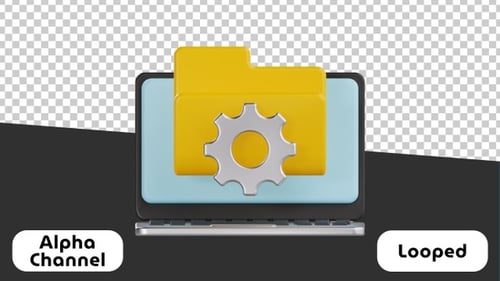 3D Animated Icon of File Management | Alpha Channel