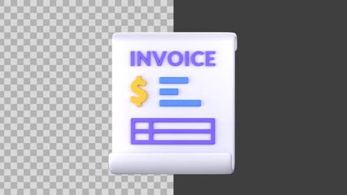 Modern 3D Animated Invoice Document Icon