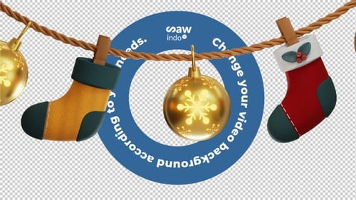 3D Animation Christmas Garland And Socks 4K Loop (Transparent Background)