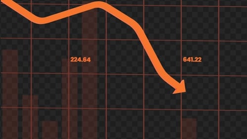 3D Animation of Falling Stock Market Chart | Alpha Channel