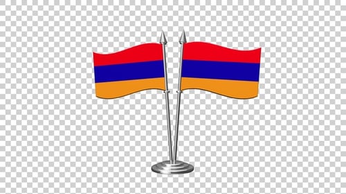 Two Waving Armenian Flags on a Stand Animation