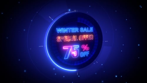 Neon Special Offer Winter Sale Title Animation
