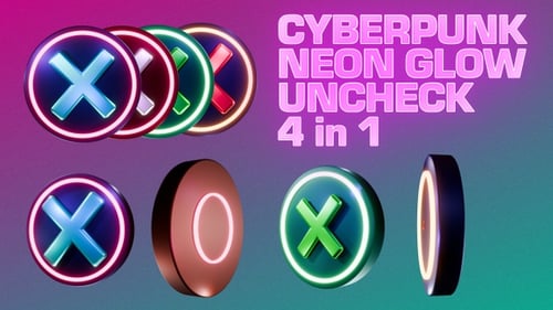 Neon X Mark Reveal on Glossy Sphere