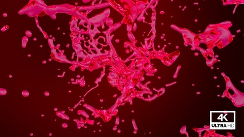 Dynamic Pink Liquid Heart Splatter with Alpha Channel