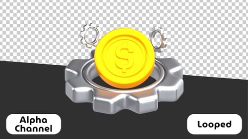 Financial Engine and Money Management Business Concept 3D | Alpha Channel