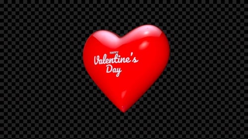 Rotating Red Heart with Happy Valentine's Day Text Animation