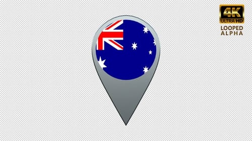 Australia Flag Location Pin Marker 3D Rotation Animation