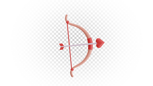 Romantic Valentine 3D Cupid Bow and Arrow with Heart Tip Illustration