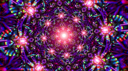 Glow Red Lights Stained Glass Pattern Vj Loop