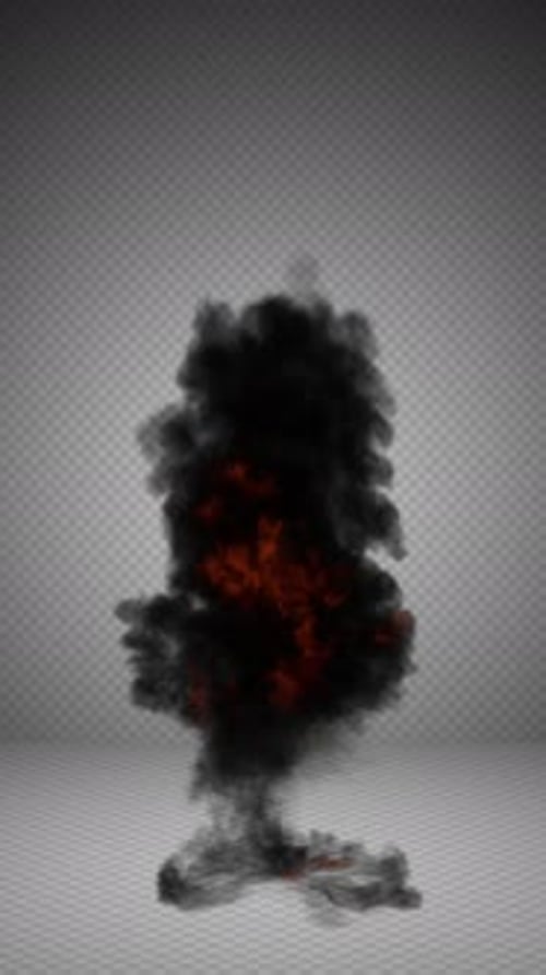 Fiery Explosion with Black Smoke Alpha Channel