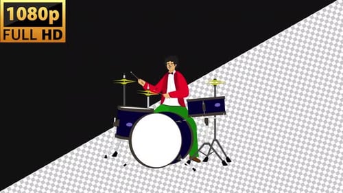 Man Playing Drums | Alpha channel