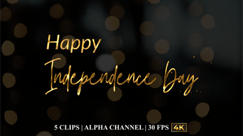 Animated Golden Script Happy Independence Day Titles Pack
