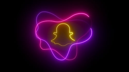 Snapchat Logo Neon Outline Reveal Animation