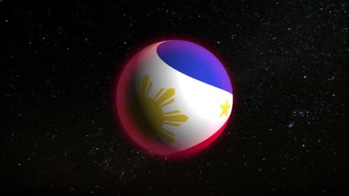 Futuristic Rotating Philippine Flag Sphere in Space Animation