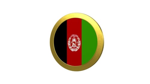 Afghanistan Flag With Gold Coin Loop Alpha
