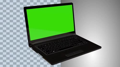 Modern Laptop Screen Opening and Green Screen Reveal