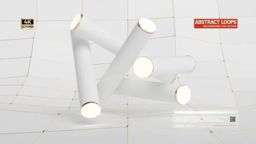 Abstract Gold Cylinders Geometric Rotation Loop