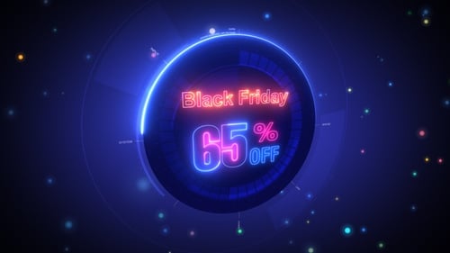 Neon Black Friday Sale Discount Percentage Display Animation