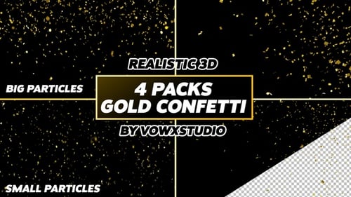 Realistic Confetti Gold 4 Packs