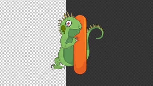 Alphabet des animaux, lettre I avec iguane alpha en boucle