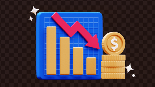 3D Financial Decline Chart With Coin