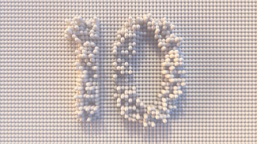 3D-Countdown-Animation. zehn vor Null