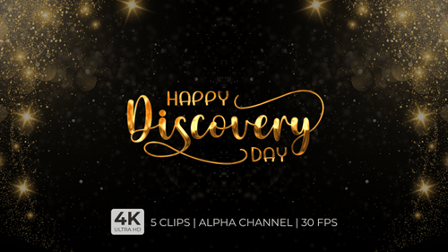 Animated Gold Calligraphy Happy Discovery Day Text Reveal